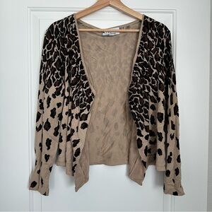 Lennie by Nina Leonard Leopard Print Lightweight Sweater Cardigan